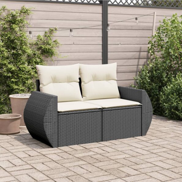 VXL8721012333918_g_en_hd_1.jpg vidaXL Záhradná pohovka s vankúšmi 2-miestna čierna polyrattan – Obrázok 3