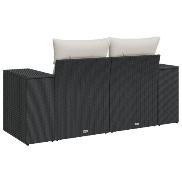 vidaXL Záhradná pohovka s vankúšmi 2-miestna čierna polyrattan – Obrázok 6