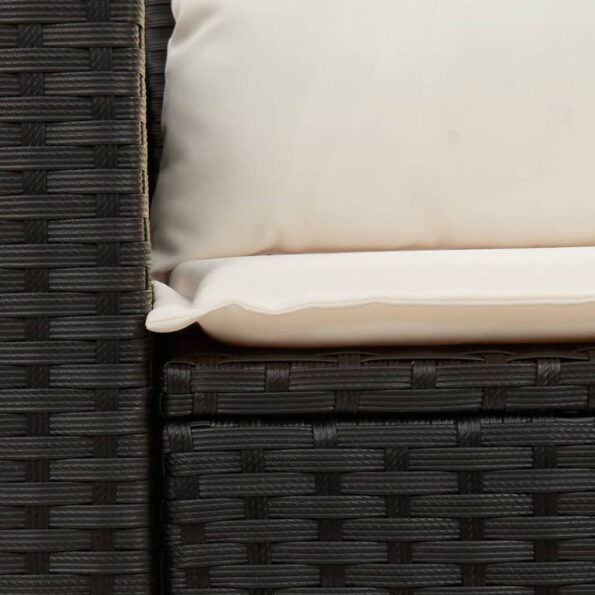 vidaXL Záhradná pohovka s vankúšmi 2-miestna čierna polyrattan – Obrázok 9