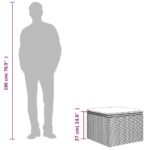 vidaXL Záhradná taburetka s vankúšom béžová 55x55x37 cm polyratan – Obrázok 7