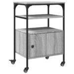 vidaXL Stojan na tlačiareň, 3 police, sivá sonoma 50x40x76 cm – Obrázok 2