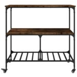 vidaXL Kuchynský vozík dymový dub 100x50x95 cm kompozitné drevo – Obrázok 7