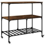 vidaXL Kuchynský vozík dymový dub 100x50x95 cm kompozitné drevo – Obrázok 9