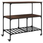 vidaXL Kuchynský vozík hnedý dub 100x50x95 cm kompozitné drevo – Obrázok 2