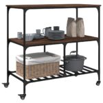 vidaXL Kuchynský vozík hnedý dub 100x50x95 cm kompozitné drevo – Obrázok 6