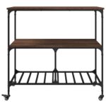 vidaXL Kuchynský vozík hnedý dub 100x50x95 cm kompozitné drevo – Obrázok 7