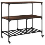 vidaXL Kuchynský vozík hnedý dub 100x50x95 cm kompozitné drevo – Obrázok 9