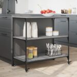 vidaXL Kuchynský vozík sivý sonoma 102x50x95 cm kompozitné drevo – Obrázok 4