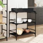 vidaXL Kuchynský vozík, čierny 81,5x41x92,5 cm, kompozitné drevo – Obrázok 4