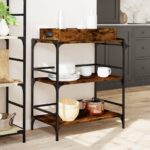 vidaXL Kuchynský vozík, tmavý dub 81,5x41x92,5 cm, kompozitné drevo – Obrázok 4