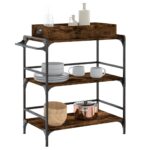 vidaXL Kuchynský vozík, tmavý dub 81,5x41x92,5 cm, kompozitné drevo – Obrázok 5