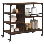 vidaXL Kuchynský vozík hnedý dub 100x45x89,5 cm kompozitné drevo – Obrázok 6