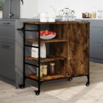 vidaXL Kuchynský vozík dymový dub 87,5x38,5x84,5 cm kompozitné drevo – Obrázok 3