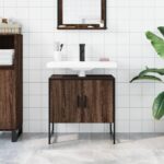 vidaXL Skrinka na umývadlo hnedý dub 60x33x60 cm kompozitné drevo – Obrázok 3