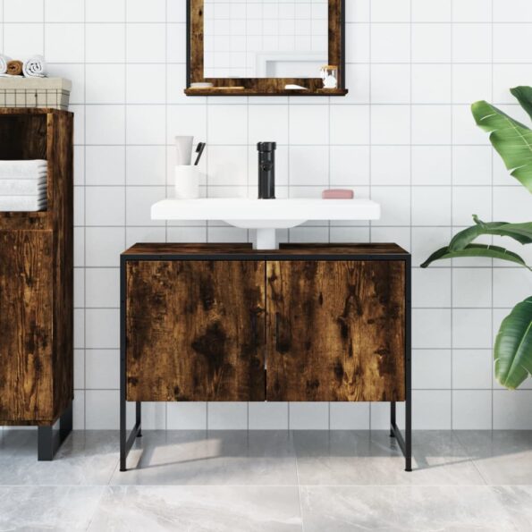 VXL8721012377592_g_en_hd_1.jpg vidaXL Kúpeľňová umývadlová skrinka dymový dub 80x33x60 cm komp. drevo – Obrázok 3