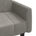 vidaXL 2-miestna rozkladacia pohovka, svetlosivá, zamat – Obrázok 9