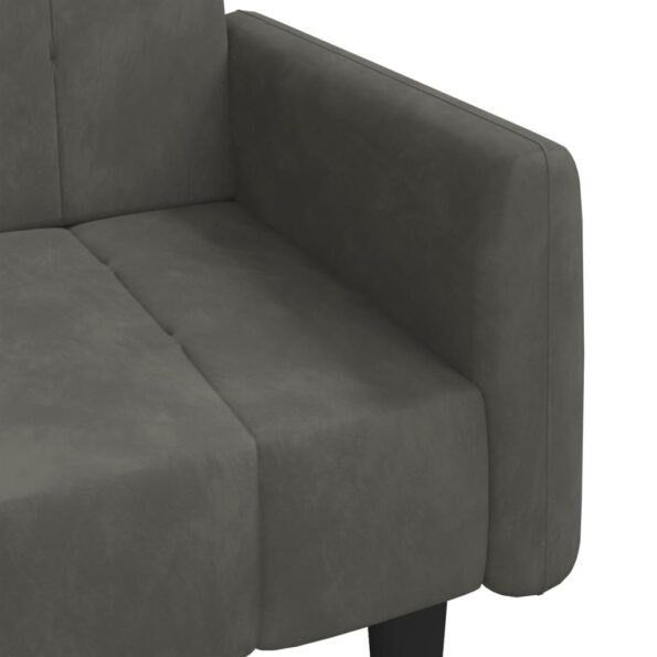 vidaXL 2-miestna rozkladacia pohovka, tmavosivá, zamat – Obrázok 9