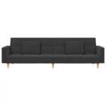 vidaXL 2-miestna rozkladacia pohovka s 2 vankúšmi, tmavosivá, látka – Obrázok 4