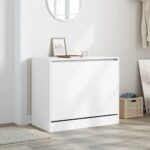 vidaXL Botník biely 80x42x69 cm spracované drevo – Obrázok 3