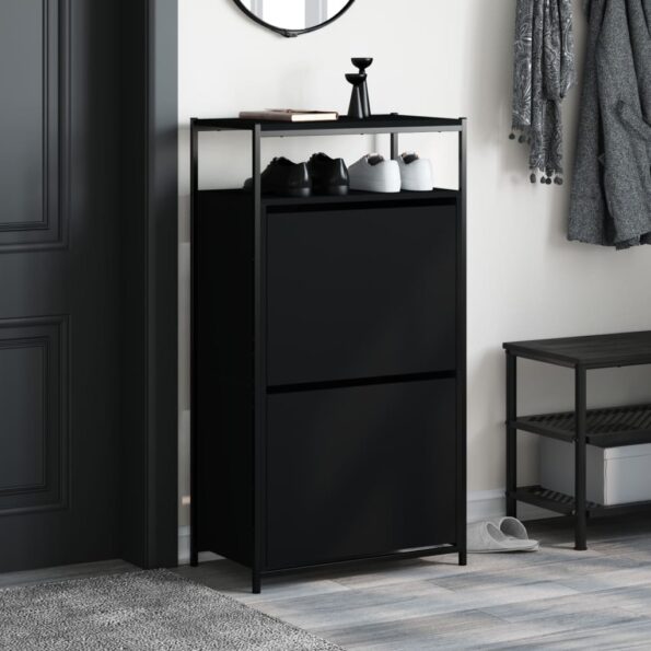 vidaXL Botník čierny 60x34x112 cm kompozitné drevo – Obrázok 3