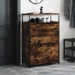 vidaXL Botník dymový dub 75x34x112 cm spracované drevo – Obrázok 3