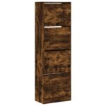 vidaXL Botník so 4 výklopnými zásuvkami dymový dub 60x34x187,5 cm – Obrázok 2