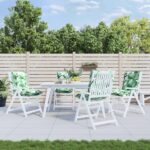 vidaXL Podložky na stoličky nízke operadlo 4 ks vzor listov látka