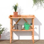 vidaXL Stôl na rastliny s policou hnedý 78x38x82,5 cm jedľový masív – Obrázok 3