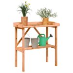 vidaXL Stôl na rastliny s policou hnedý 78x38x82,5 cm jedľový masív
