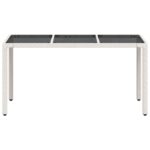 vidaXL Záhradný stôl so sklenenou doskou biely 150x90x75 cm polyratan – Obrázok 5