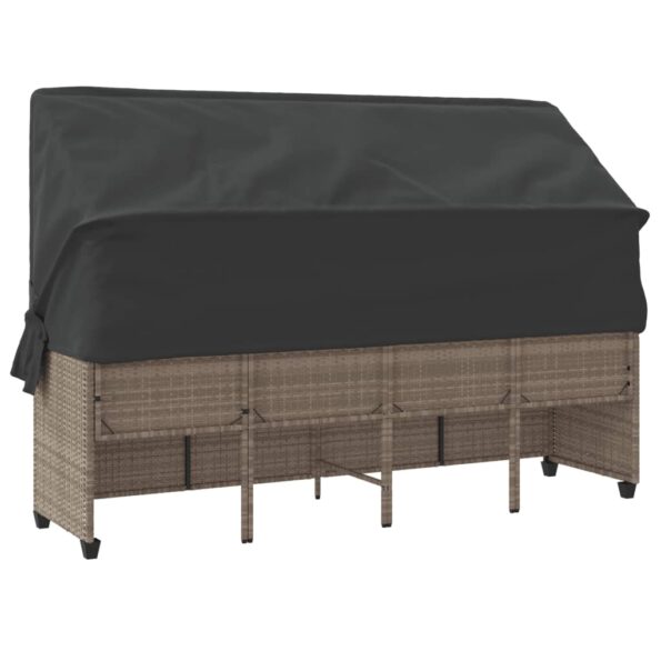 vidaXL Lehátko so strieškou a vankúšmi svetlosivé polyratan – Obrázok 7