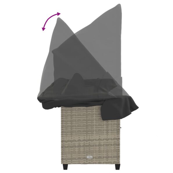 vidaXL Lehátko so strieškou a vankúšmi svetlosivé polyratan – Obrázok 8