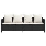 vidaXL Záhradné ležadlo s vankúšmi čierne polyratan – Obrázok 5