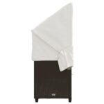 vidaXL Záhradné ležadlo so strieškou a podložkami, hnedé, polyratan – Obrázok 7