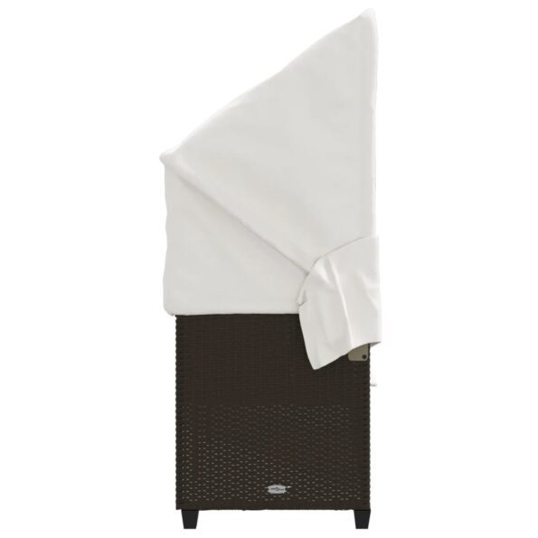 vidaXL Záhradné ležadlo so strieškou a podložkami, hnedé, polyratan – Obrázok 7