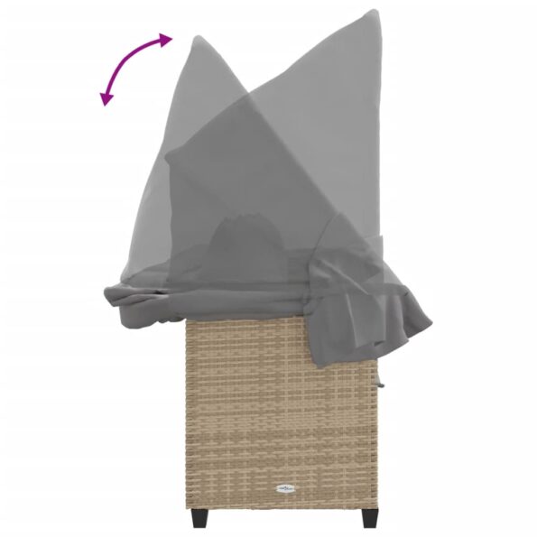 vidaXL Záhradné ležadlo so strieškou a podložkami, béžové , polyratan – Obrázok 9