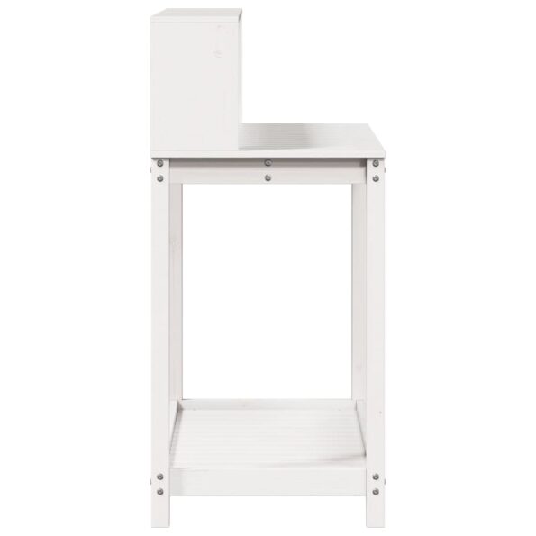 vidaXL Stôl na presádzanie s policami biely 108x50x109,5 cm borovica – Obrázok 6