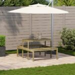 vidaXL Piknikový stôl 110x134x75 cm impregnovaná borovica – Obrázok 3