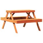 vidaXL Piknikový stôl voskovohnedý 105x134x75 cm borovicový masív – Obrázok 2