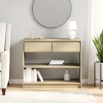 vidaXL Konzolový stolík SAUDA dub 89,5x36,5x73 cm borovicový masív – Obrázok 3