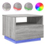 vidaXL Konferenčný stolík s LED svetlami sivý sonoma 50x49x40 cm – Obrázok 2
