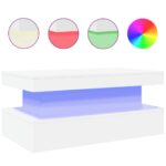 Konferenčný stolík vidaXL s LED svetlami biely 90x50x40 cm – Obrázok 2