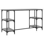 vidaXL Stôl sivý sonoma 140x50x75 cm kov a kompozitné drevo – Obrázok 7