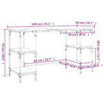 vidaXL Stôl sivý sonoma 140x50x75 cm kov a kompozitné drevo – Obrázok 10