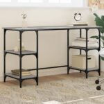 vidaXL Stôl sivý sonoma 140x50x75 cm kov a kompozitné drevo