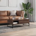 vidaXL Konferenčný stolík hnedý dub 100x50x35 cm kompozit. drevo a kov – Obrázok 3
