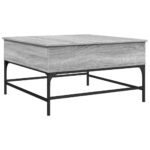 vidaXL Konferenčný stolík, sivá sonoma 80x80x45cm kompozitné drevo+kov – Obrázok 2