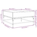 vidaXL Konferenčný stolík, sivá sonoma 80x80x45cm kompozitné drevo+kov – Obrázok 11