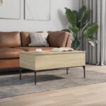 vidaXL Konferenčný stolík, dub sonoma 100x50x45cm kompozitné drevo+kov – Obrázok 3