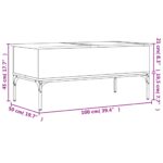 vidaXL Konferenčný stolík, dub sonoma 100x50x45cm kompozitné drevo+kov – Obrázok 11